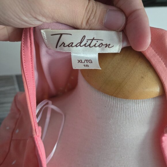 Tradition Coral Pink Floral Diamond Print Top - Size XL (18) - Picture 2 of 2